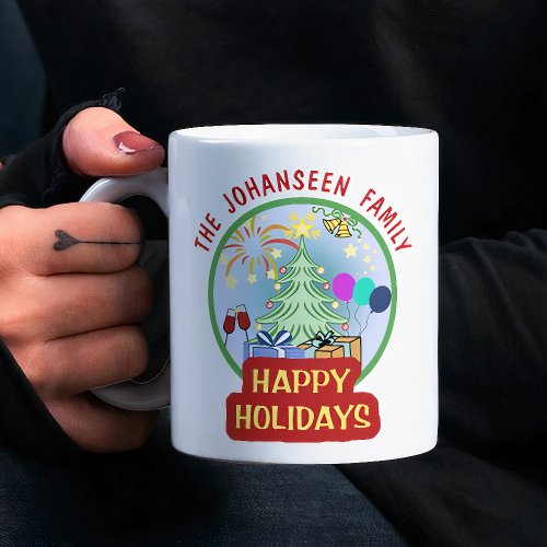 Happy Holidays Bright Colorful Bold Typography Coffee Mug