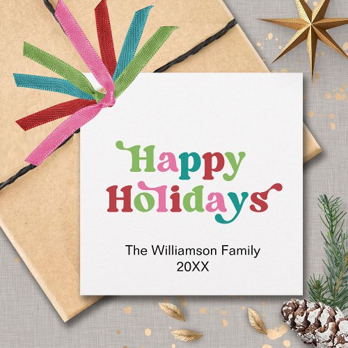 Happy Holidays Bright Holiday Christmas Typography Favor Tags