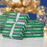 Happy Holidays | Bright Pink and Green Typography Wrapping Paper<br><div class="desc">Happy Holidays | Bright Pink and Green Typography Wrapping Paper</div>