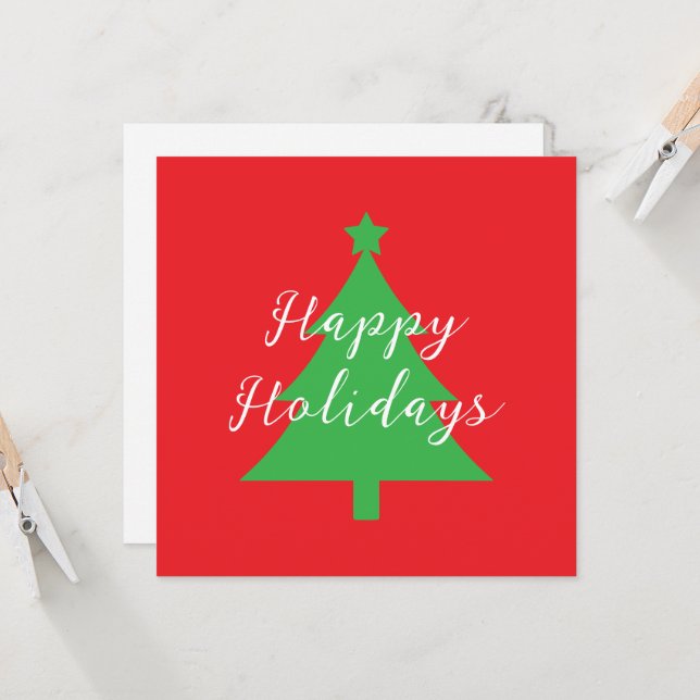 Happy Holidays Bright Red Christmas New Year Card (Front/Back In Situ)