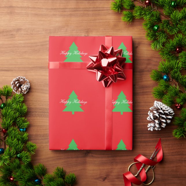 Happy Holidays Bright Red Christmas New Year Wrapping Paper (Holiday Gift)