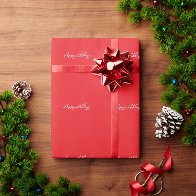 Happy Holidays Bright Red Christmas New Year Wrapping Paper (Holiday Gift)