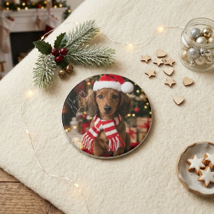 Happy Holidays Brown Dachshund Festive Puppy Magnet