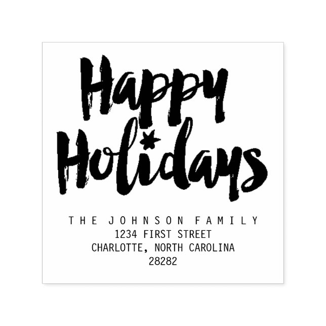 Happy Holidays Brush Script Personalize Self-inking Stamp (Design)