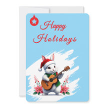 Happy Holidays Bunny Flat Holiday Card