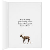 Happy Holidays business card with flying reindeer (Inside (Right))