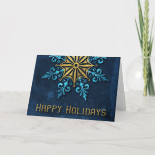 Happy Holidays Business Corporate Snowflake Modern Card