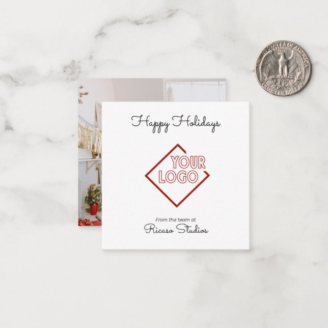 Happy Holidays Business Corporation Logo Note Card (Front/Back In Situ)