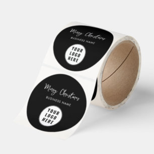 Happy Holidays Business Logo Christmas Black Classic Round Sticker