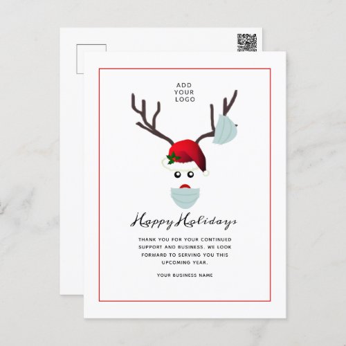 Happy Holidays Business Logo Christmas Reindeer Postcard