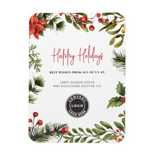 Happy Holidays Business Logo Christmas Wishes Magnet