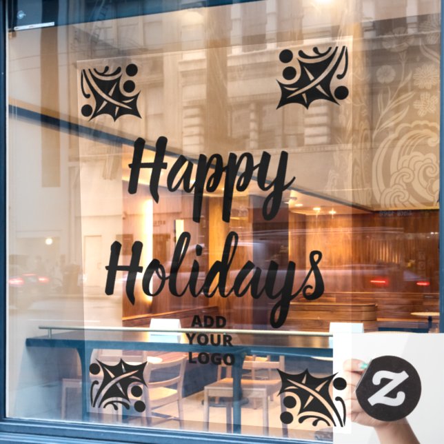 Happy Holidays Business Logo Custom Window Cling (Cafe Window)