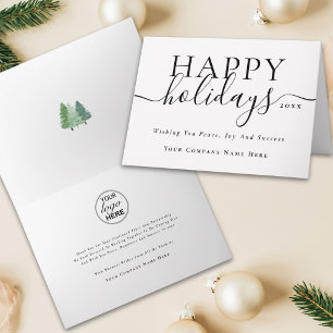 Happy Holidays Business Logo Elegant Script Holiday Card