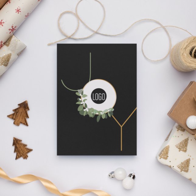 Happy Holidays Business Logo Joy Vertical Holiday Card (Creator Uploaded)
