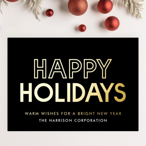 Happy Holidays Business Logo QR Code Christmas Foil Holiday Card