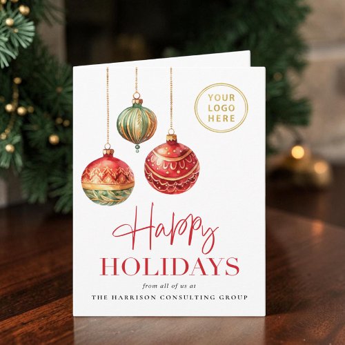 Happy Holidays Business Logo QR Code Christmas Holiday Card