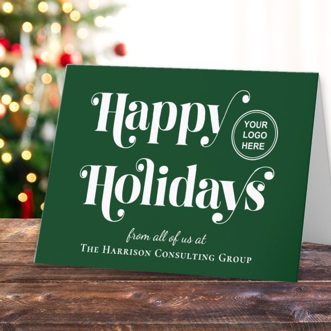 Happy Holidays Business Logo QR Code Christmas Holiday Card (Spread warmth, appreciation, and gratitude to your valued customers, clients, employees and partners)