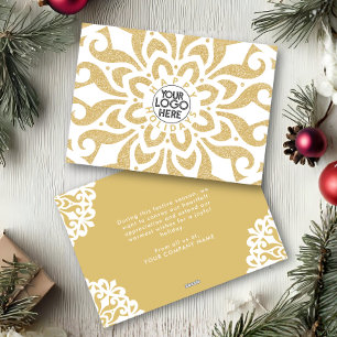 Happy Holidays Business Logo Snowflake Gold Holiday Card