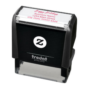 Happy Holidays Business Name and Return Address Self-inking Stamp