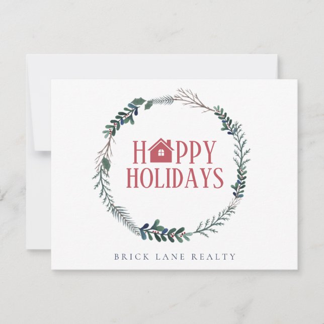 Happy Holidays Business Real Estate Holiday Card (Front)