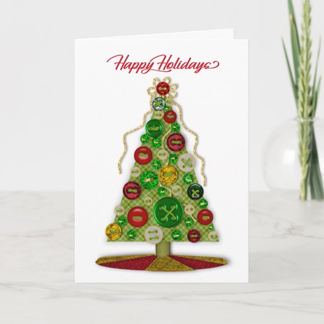 Happy Holidays,  Buttons Tree,  All of Us, Craft Card (Front)