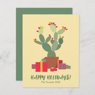 happy holidays cactus christmas holiday card