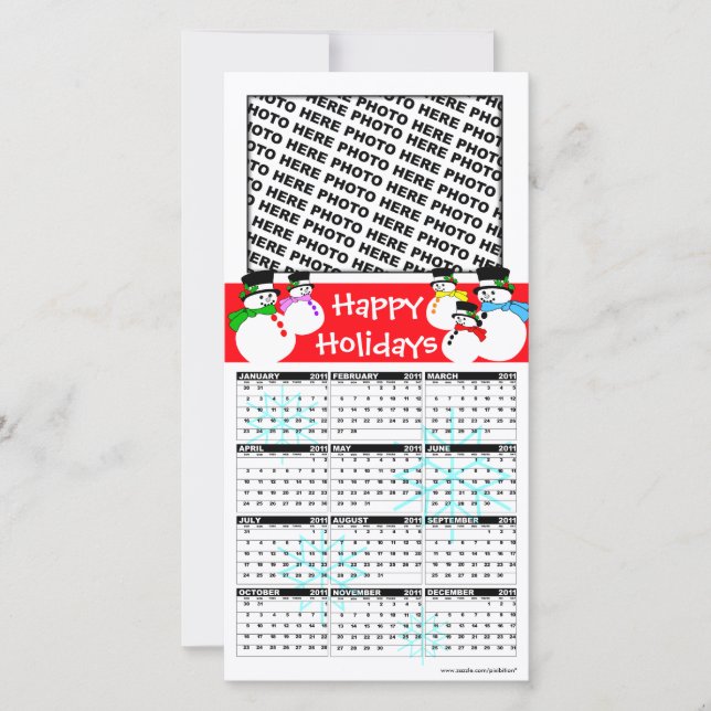 Happy Holidays Calendar 2011 Photo Card Snowman (Front)