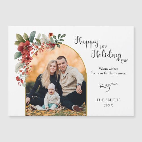 Happy Holidays Calligraphy Arch Floral Photo