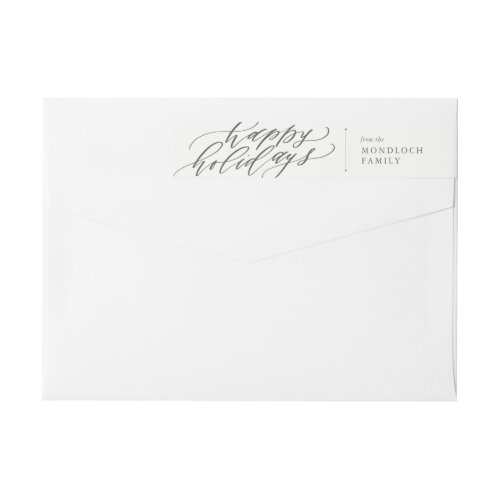 Happy Holidays Calligraphy Envelope Wrap Wrap Around Label