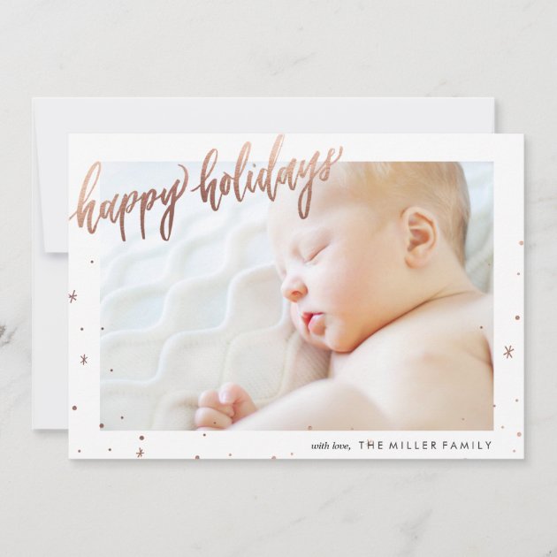 Happy Holidays Calligraphy Foil Photo Card