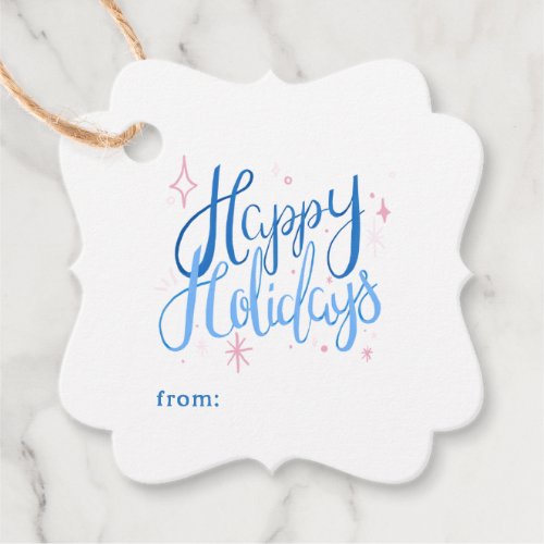 Happy Holidays Calligraphy Holiday Gift Favor Tags