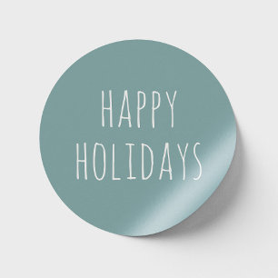 Happy Holidays Calm Muted Blue Gray Christmas Classic Round Sticker