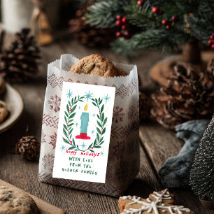 Happy Holidays Candle Hand Drawn CUSTOM Gift Label