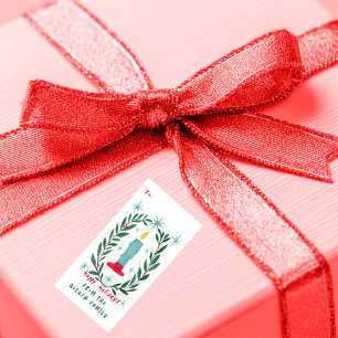 Happy Holidays Candle Hand Drawn CUSTOM To From Label