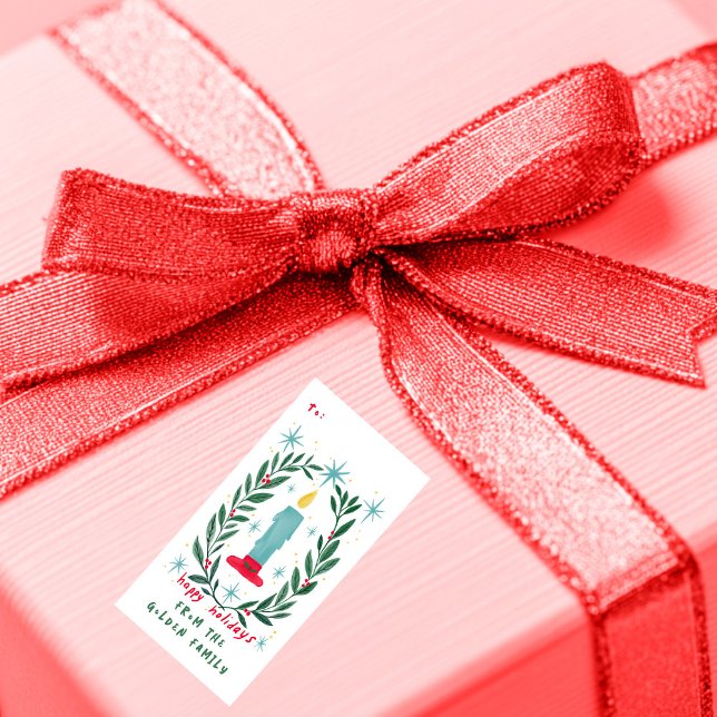 Happy Holidays Candle Hand Drawn CUSTOM To From Label (Happy Holidays Candle Hand Drawn CUSTOM To From Label
)