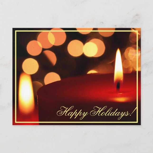 Happy Holidays Candle Lights Postcard (Front)