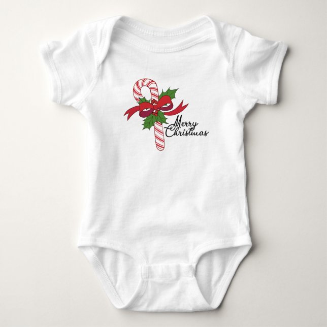 Happy Holidays Candy Cane Baby Bodysuit (Front)