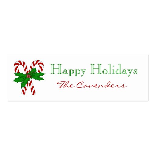 Customizable Happy Holidays Candy Cane Gift Tags Business Cards