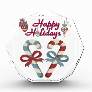 Happy Holidays Candy Cane Heart Acrylic Award
