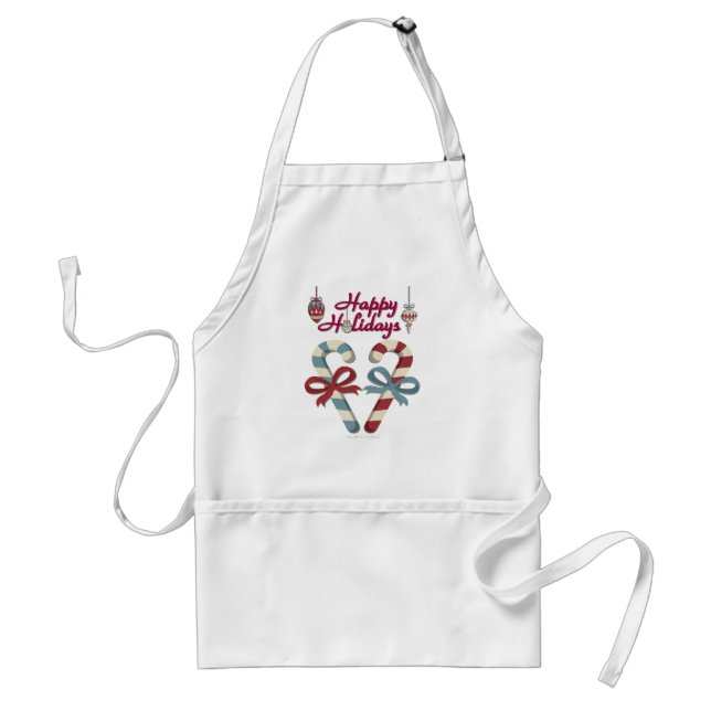 Happy Holidays Candy Cane Heart Adult Apron (Front)