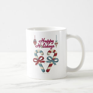 Happy Holidays Candy Cane Heart Coffee Mug