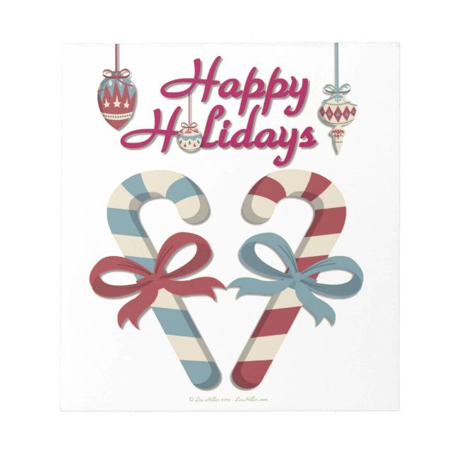 Happy Holidays Candy Cane Heart Notepad (Front)