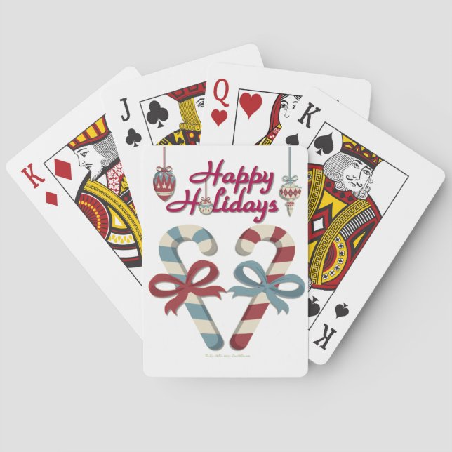 Happy Holidays Candy Cane Heart Poker Cards (Back)