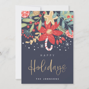 Happy Holidays Candy Cane Holiday Photo Card