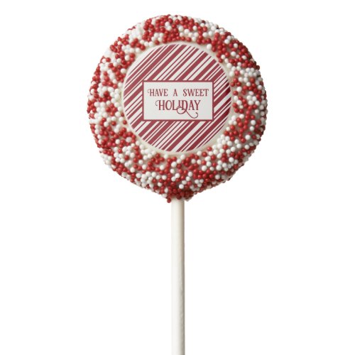 Happy Holidays Candy Cane Stripe Chocolate Covered Oreo Pop
