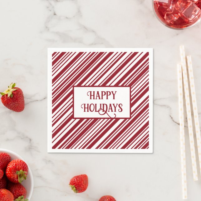 Happy Holidays Candy Cane Stripe Napkins (Insitu)