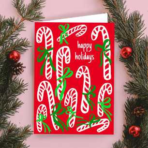 Happy Holidays Candycanes Sweet Cute Christmas Card