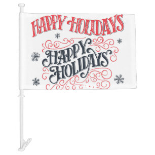 Happy Holidays Car Flag