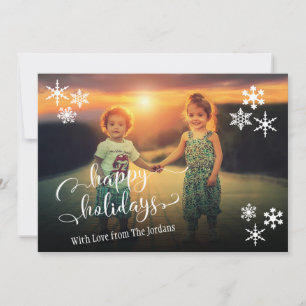 Happy Holidays Card w/ Snowflakes & Editable Color