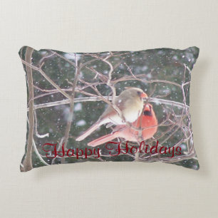 Happy Holidays Cardinal Pair Accent Pillow